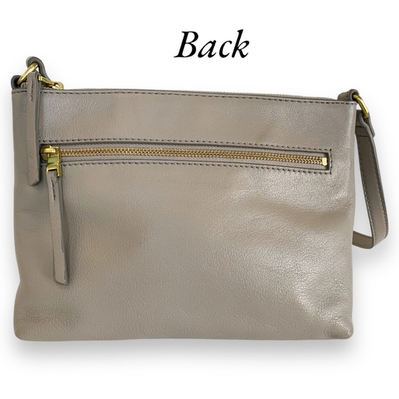FOSSIL FIONA GREY LEATHER GOLD HARDWARE CROSSBODY BAG - Picture 2 of 5